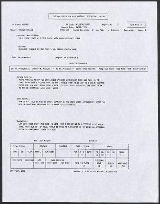 Trever Miller scouting report, 1995 June 25
