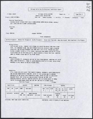 Larry Mitchell scouting report, 1995 August 23
