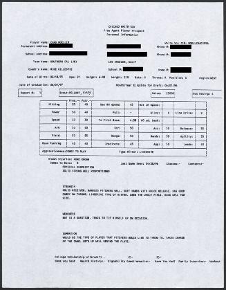 Chad Moeller scouting report, 1996 April 28