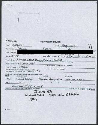 Russ Morman scouting report, 1983 May 26