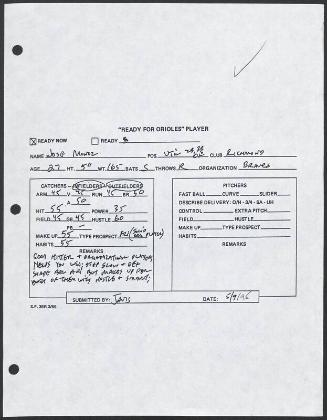 Jose Munoz scouting report, 1995 May 09