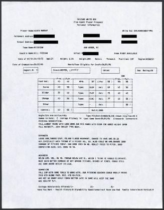 Heath Murray scouting report, 1994 May 01