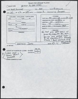 Matt Murray scouting report, 1995 June 07