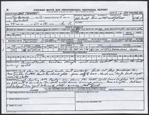 Tim Naehring scouting report, 1989 July 06