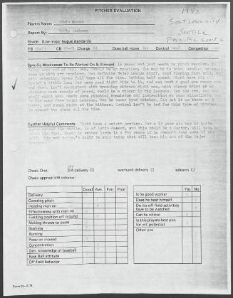 Ed Nunez scouting report, 1982