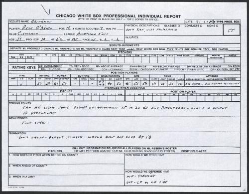 Pete O'Brien scouting report, 1989 July 01