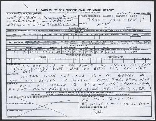 Pete O'Brien scouting report, 1989 September
