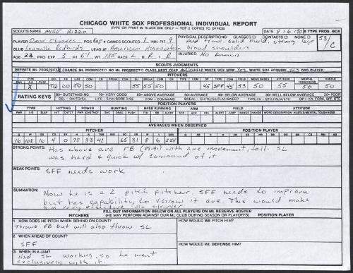 Omar Olivares scouting report, 1990 August 06