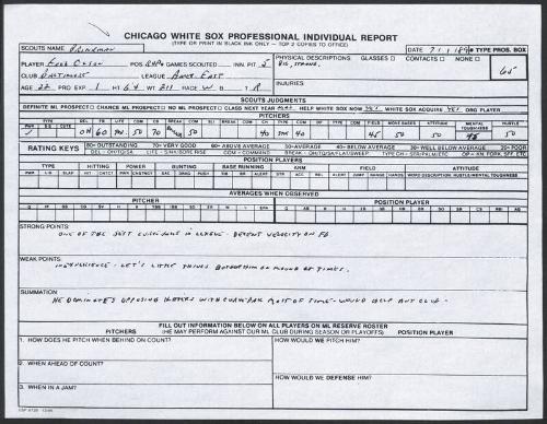 Gregg Olson scouting report, 1989 July 01