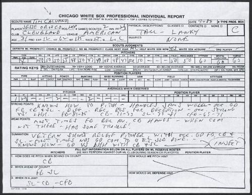 Jesse Orosco scouting report, 1989 September