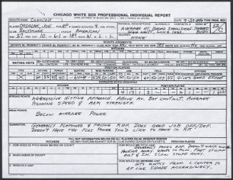 Joe Orsulak scouting report, 1989 September 25