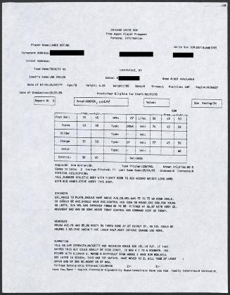 Jimmy Osting scouting report, 1995 May 04