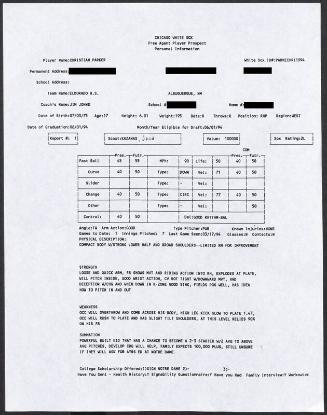 Christian Parker scouting report, 1994 March 17