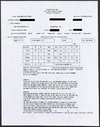 Christian Parker scouting report, 1994 March 25