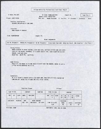 Jose Parra scouting report, 1995 August 03