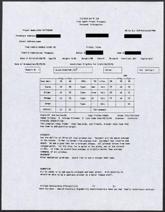 John Patterson scouting report, 1996 February 14