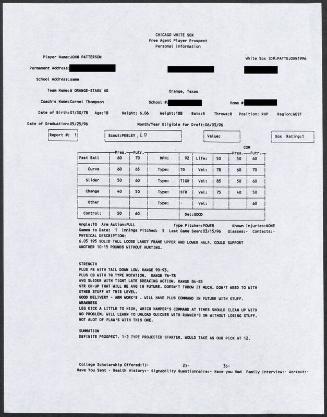 John Patterson scouting report, 1996 March 15