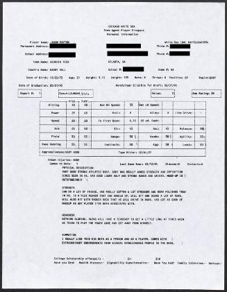 Jay Payton scouting report, 1994 March 12