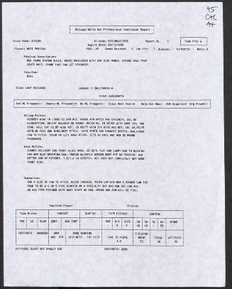 Matt Perisho scouting report, 1995 September 11
