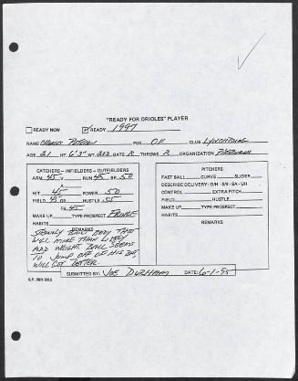 Charles Peterson scouting report, 1995 June 01
