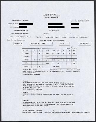 Kyle Peterson scouting report, 1997 March 07
