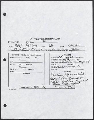 Andy Pettitte scouting report, 1995 May 26