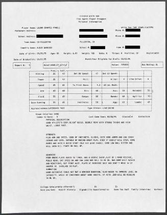 Dante Powell scouting report, 1994 February 26