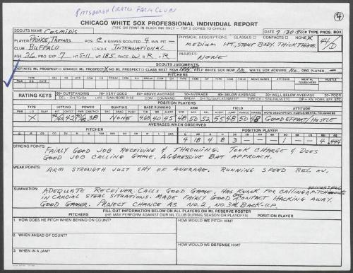 Tom Prince scouting report, 1990 July 30