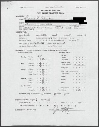 Ron Pruitt scouting report, 1972 May 06