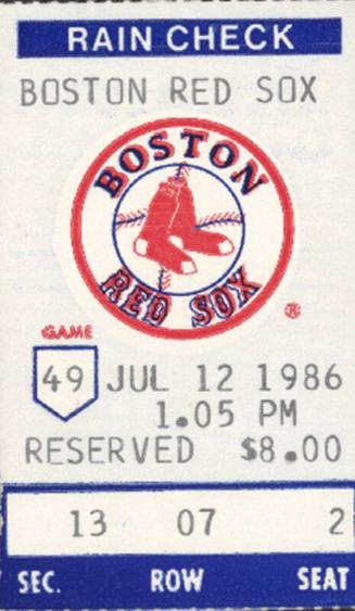 California Angels versus Boston Red Sox ticket stub, 1986 July 12