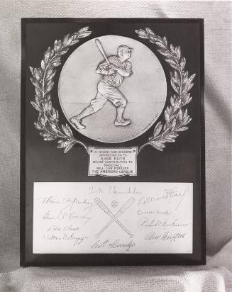 Babe Ruth Plaque photograph, undated
