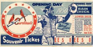St. Louis Cardinals Opening Day ticket, 1950 April 18