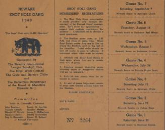 Newark Knot Hole Gang handbill, 1946