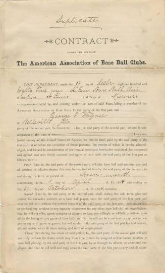 George C. Wagner St. Louis Baseball contract, 1883 December 17