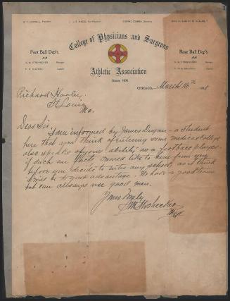 Letter and telegrams to Dick Harley, 1898 March 16 and 1900 March 28