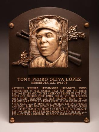 Tony Oliva Hall of Fame Induction plaque, 2022