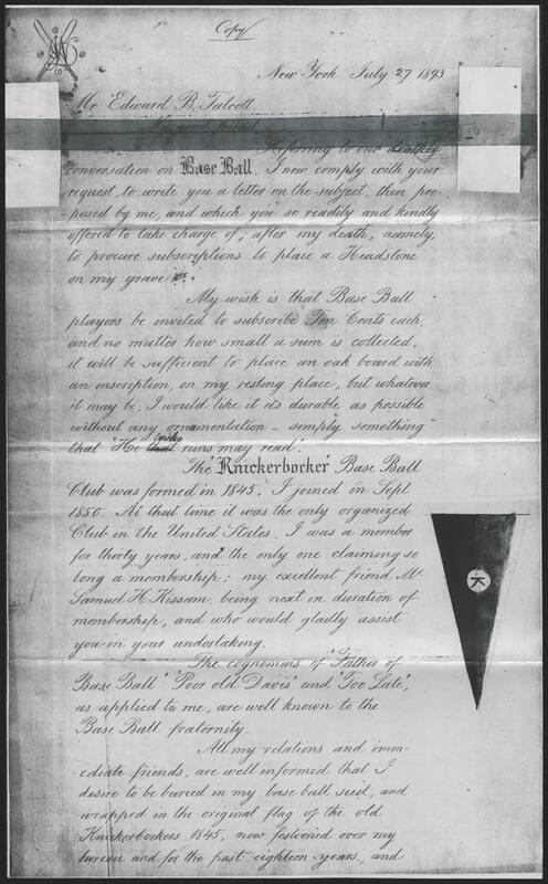 Letter from James Whyte Davis to Ed Talcott photocopy, 1893 July 27