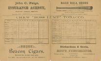 Cleveland Blues versus Boston Beaneaters scorecard, 1884 May 03