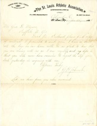 Letter from G. H. Johnek to George Myers, 1886 January 28