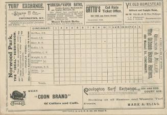 Pittsburgh Alleghenys versus Cincinnati Reds scorecard, 1890