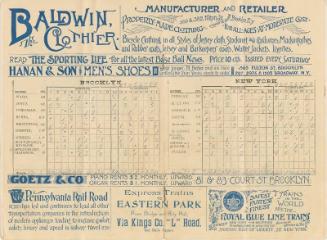 New York Giants versus Brooklyn Grooms scorecard, 1892 June 28