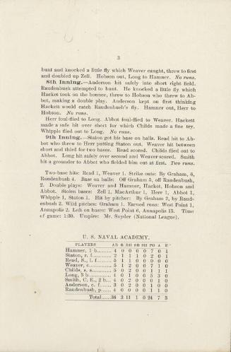 Army-Navy Cadet Baseball Game leaflet, 1901 May 18