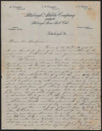 Letter from Barney Dreyfuss to Mr. Kaufman, 1924 July 02