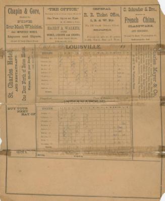 Louisville Eclipse versus Indianapolis scorecard, 1883 September 18