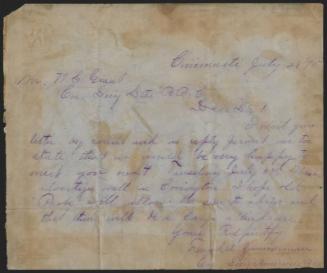 Letter from Frank Zimmerman to W.S. Grant, 1875 July 28