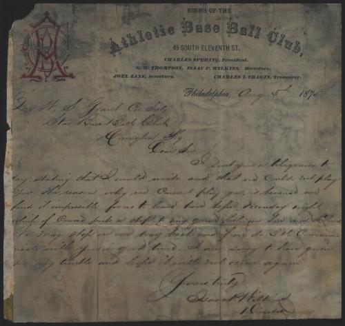 Letter from Isaac Wilkins to W.S. Grant, 1875 August 05