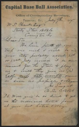 Letter from Joseph Svigert to W.S. Grant, 1875 July 07