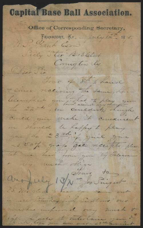 Letter from Joseph Svigert to W.S. Grant, 1875 July 12