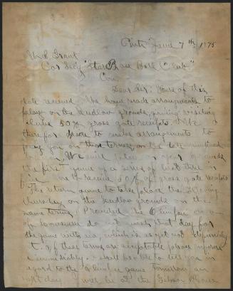 Letter from C.W. Bates to W.S. Grant, 1875 June 07