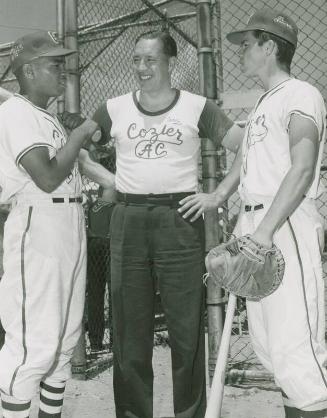 Bob Feller with Cozier AC Players photograph, between 1956 and 1962
